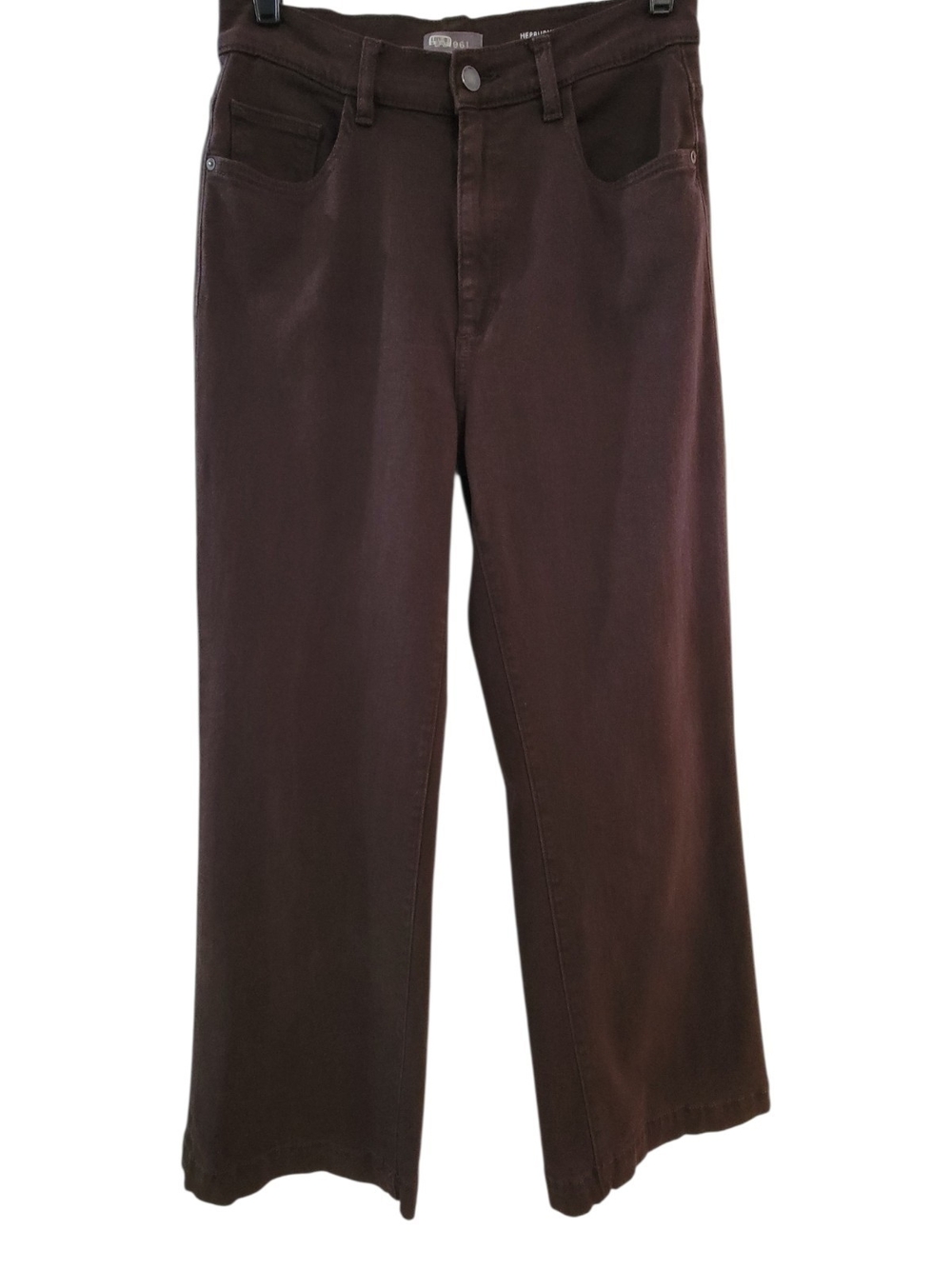 DL1961 Women's Hepburn Wide Leg High Rise Vintage Chocolate Brown Jeans - Picture 2 of 6